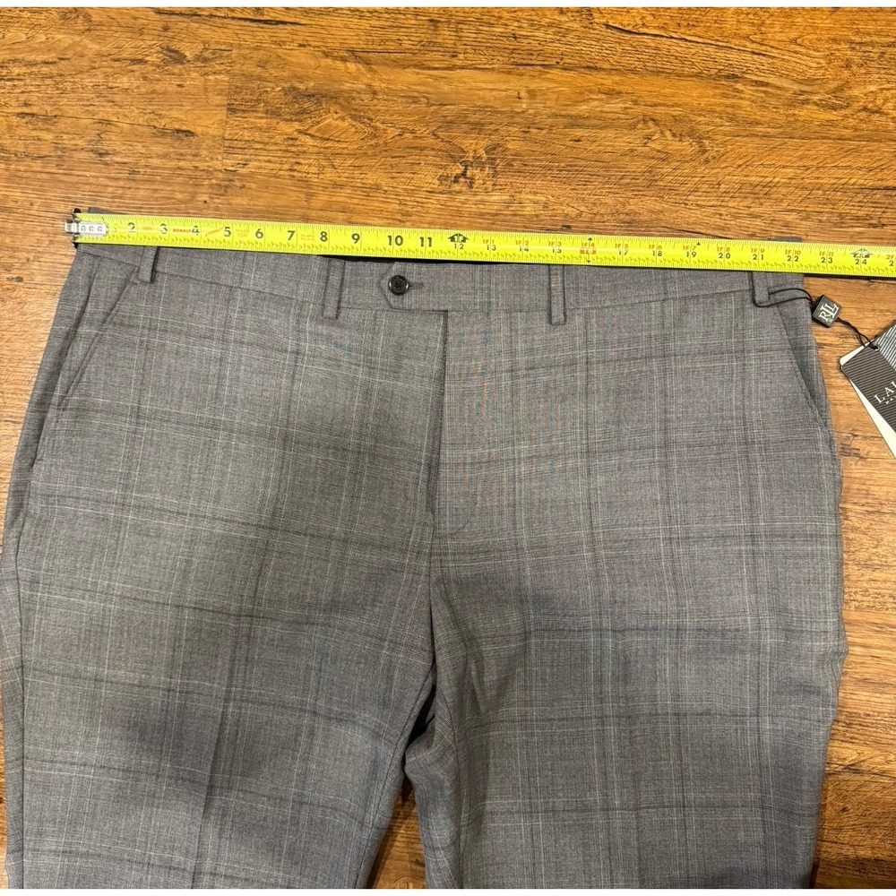 Lauren Ralph Lauren UltraFlex Gray Plaid Wool Blend Classic Dress Pant Men 44x30 - Picture 7 of 9